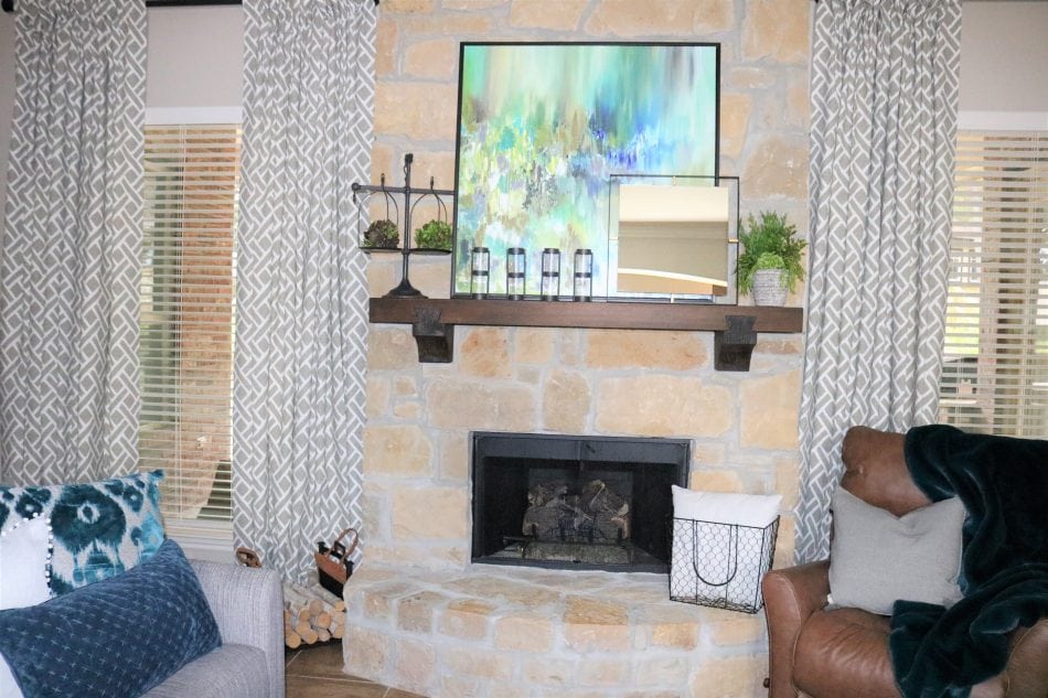 interior designer, interior design, modern farmhouse, after, houston, houston interior designer, the woodlands, modern farmhouse dining room, modern farmhouse living room, farmhouse, interior styling, dining table, chandelier, rug, baskets, art, lamp, console, dining room decor, wallpaper, sofa, love seat, mirror, mantle decor, farmhouse mantle, farmhouse living room, colorful house, colorful living room, colorful dining room