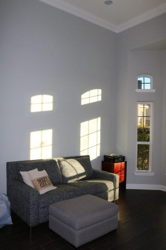 before and after, office, blue office, gray office, office before and after, office built ins, office cabinet, office shelf