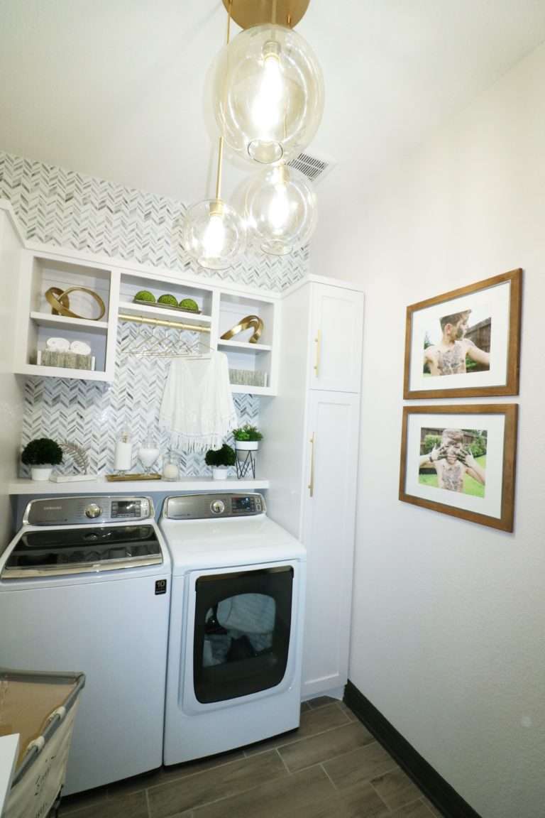 Shelves Small Laundry Room Ideas with Top Loading Washer