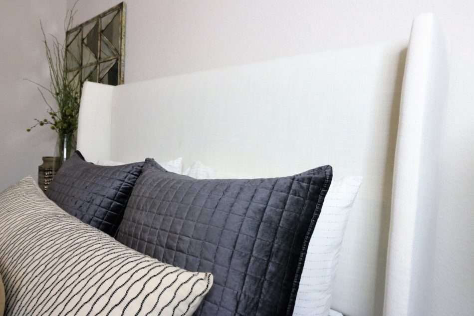 Guest room, guest room suite, masculine guest room, manly guest room, welcome guests, how to style a guestroom, moody guestroom, bold guestroom, small guestroom, guest room bed, guest room goals, guest room design, guest room vanity, guest room decor, guest room natural elements