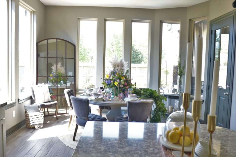 MRI, houston interior designer, home decor influencer, Easter, Easter table setting, Easter flowers, colored glass, spring flowers, cascading flowers, bunny, kids Easter table, fun Easter table setting, Easter decorations, how to decorate for Easter, easy Easter decorations, pink glasses, Easter table setting, Easter tabelscape, elegant dining table, whimsical kids table, playful easter table, vintage table setting, table setting ideas, easter table setting ideas, colorful table setting, achievable easter table setting, table décor, chic easter table setting, budget friendly table setting