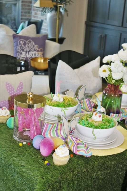 MRI, houston interior designer, home decor influencer, Easter, Easter table setting, Easter flowers, colored glass, spring flowers, cascading flowers, bunny, kids Easter table, fun Easter table setting, Easter decorations, how to decorate for Easter, easy Easter decorations, pink glasses, Easter table setting, Easter tabelscape, elegant dining table, whimsical kids table, playful easter table, vintage table setting, table setting ideas, easter table setting ideas, colorful table setting, achievable easter table setting, table décor, chic easter table setting, budget friendly table setting