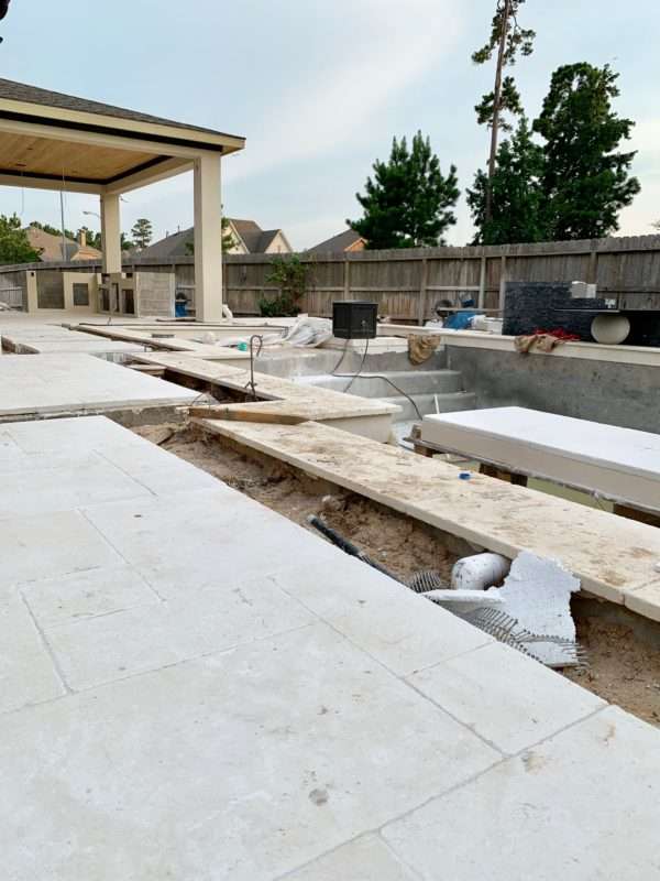 MRI, Melissa Roberts Interiors, Houston Interior Design, Houston Interior Designers, Beaumont Interior Designers, Houston, Texas, Pool Design, Outdoor Kitchen Design, How to Design an Pool, Swimming Pool Designs, Swimming Pool Design for Small Backyard, Patio Extension, Backyard Design, Backyard landscape ideas, How to build an inground swimming pool, modern swimming pool design, modern swimming pool, what to expect when remodeling your patio, what to expect when adding a swimming pool, what does a pool cost, outdoor oasis. Step by step remodeling process, building a swimming pool progress pictures, Mediterranean, modern Mediterranean, modern Mediterranean pool