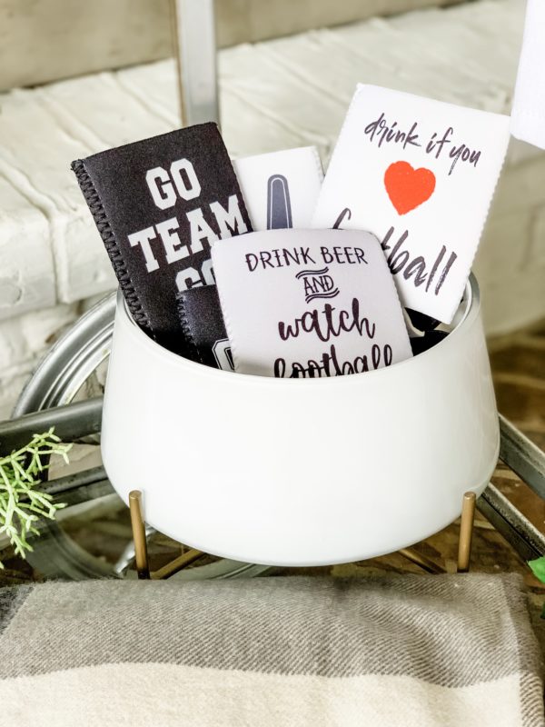 football party, epic football party, party ideas, football party ideas, college football, football koozies, hosting ideas